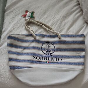 Blue and White Striped Tote Bag